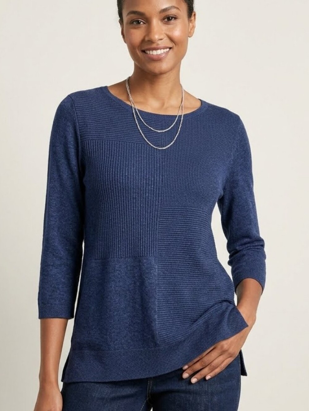 Chico's Blue 3/4 Sleeve Relaxed Blouse CHICO'S size 1 (M)